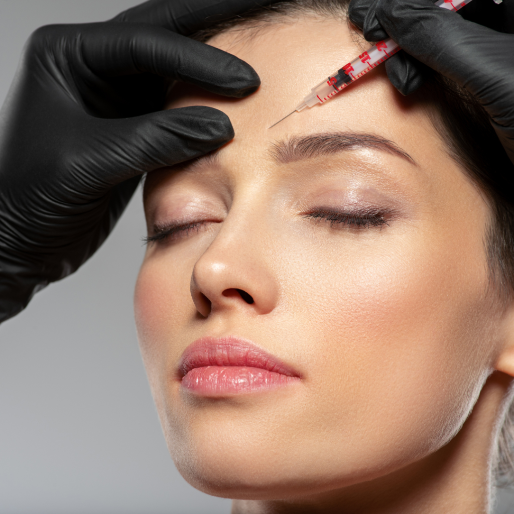 Close-up of a woman receiving a Botox injection on her forehead at Liv Med Spa, Sioux Falls